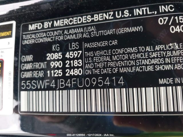 55SWF4JB4FU095414 Mercedes-Benz C 300 Luxury/sport