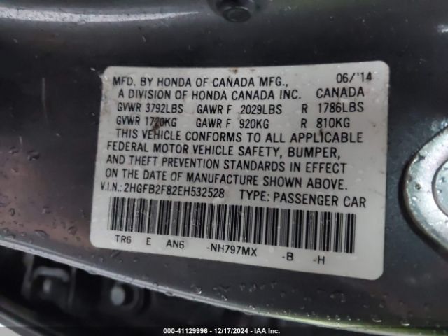 2HGFB2F82EH532528 Honda CIVIC EX