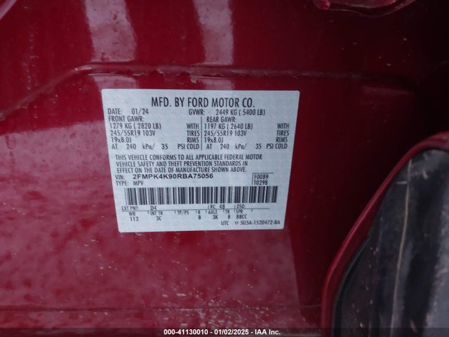 Ford Edge Titanium 2024 2FMPK4K90RBA75056 Image 9
