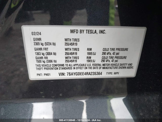 2024 TESLA MODEL Y 7SAYGDEE4RA235364 Photo 8