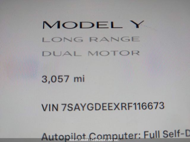 7SAYGDEEXRF116673 Tesla Model Y Long Range Dual Motor All-wheel Drive