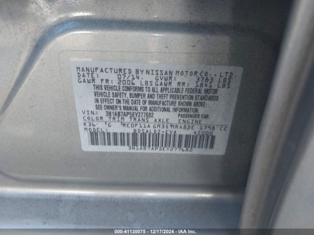 3N1AB7AP5EY277682 Nissan SENTRA SV