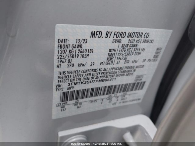3FMTK3SU7PMB06411 Ford Mustang Mach-e Premium