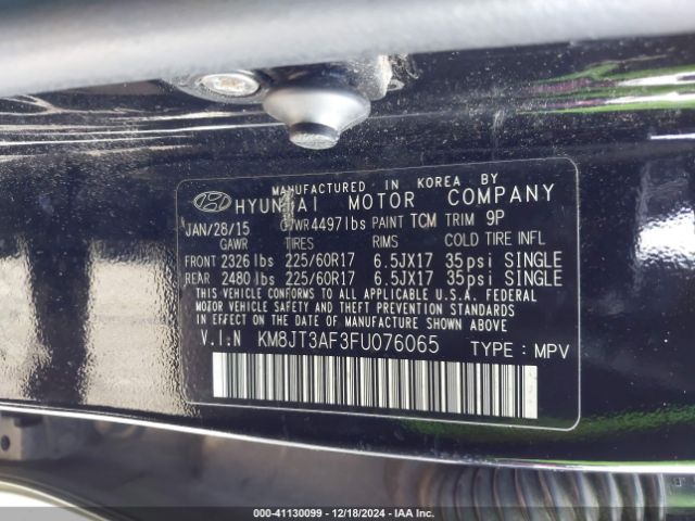KM8JT3AF3FU076065 Hyundai TUCSON GLS