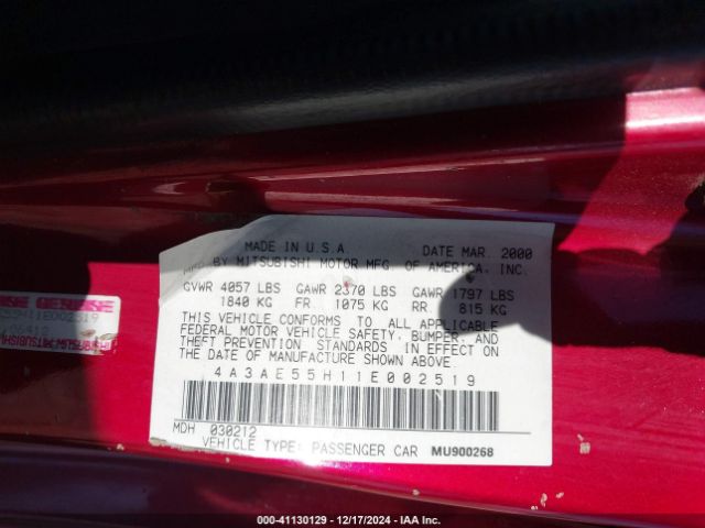 2001 MITSUBISHI ECLIPSE SPYDER 4A3AE55H11E002519 Photo 8