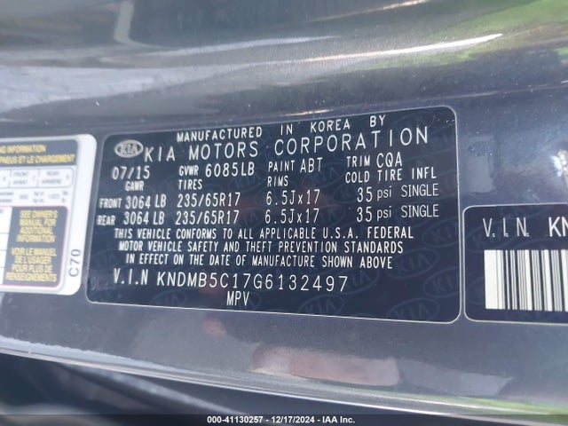 KIA SEDONA LX 2016 KNDMB5C17G6132497 Image 9