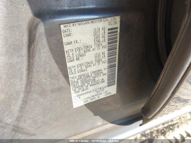 Nissan Frontier Pro-4x/s/sl/sv 2016 1N6AD0EV9GN727810 Image 9