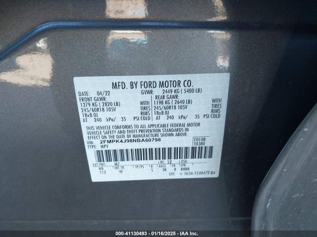 Ford EDGE SEL 2022 2FMPK4J98NBA60798 Image 9
