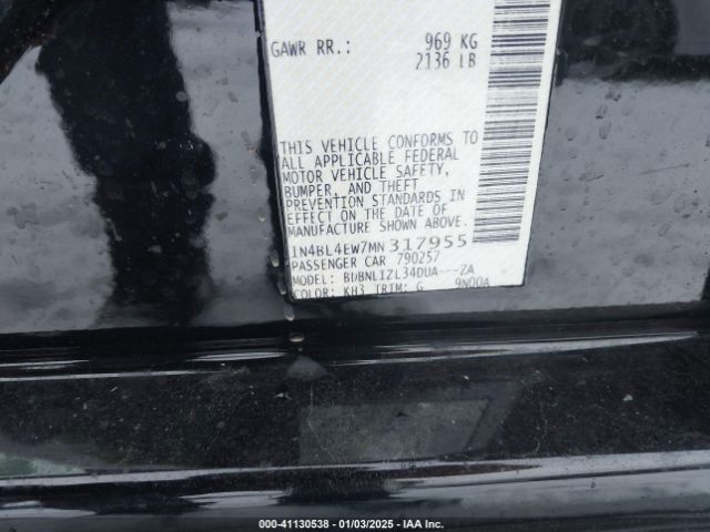 1N4BL4EW7MN317955 Nissan Altima Sl Intelligent Awd