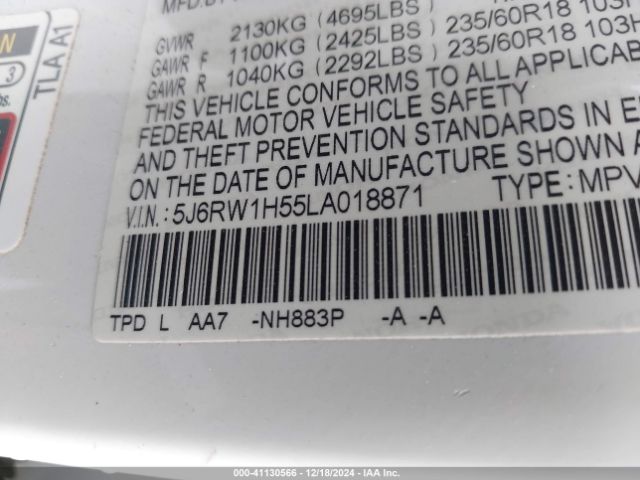 5J6RW1H55LA018871 Honda Cr-v 2wd Ex