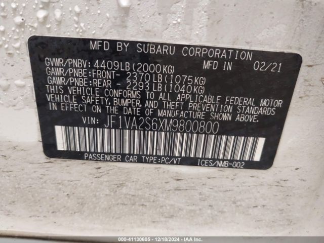 JF1VA2S6XM9800800 Subaru Wrx Sti