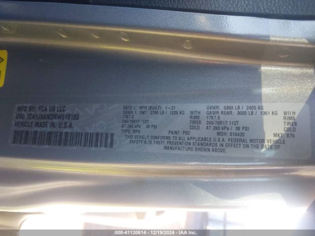 1C4HJXKN3MW619180 Jeep Wrangler Unlimited Sport Rhd 4x4