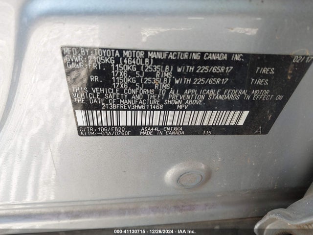 Toyota RAV4 LE 2017 2T3BFREV3HW611468 Image 9