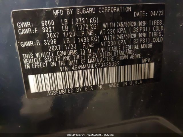 4S4WMARD6P3435362 Subaru Ascent Limited 8-passenger