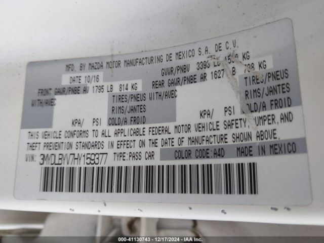 3MYDLBYV7HY159377 Toyota YARIS IA