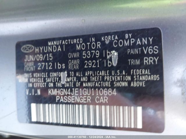 KMHGN4JE1GU110684 Hyundai Genesis 3.8
