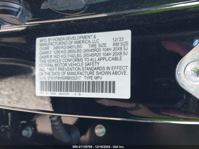 5FNYF8H56RB005217 Honda Passport Awd Ex-l
