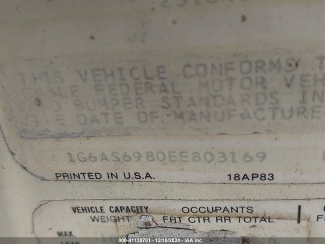 1984 CADILLAC SEVILLE 1G6AS6980EE803169 Photo 8