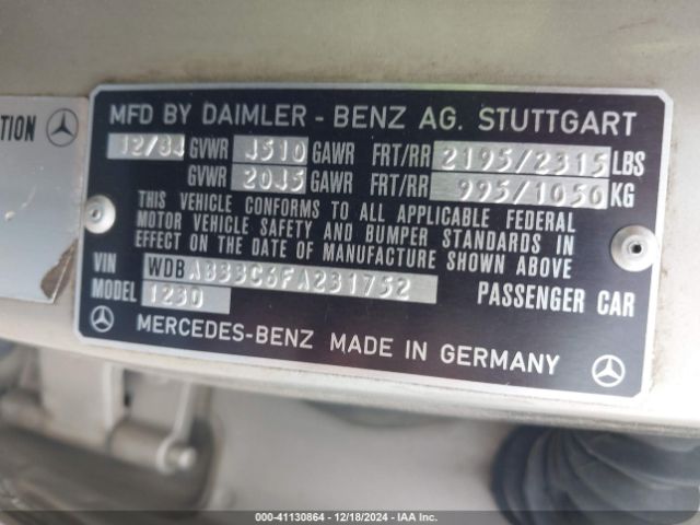 1985 MERCEDES-BENZ 300 WDBAB33C6FA231752 Photo 8