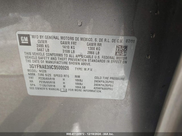2012 CADILLAC SRX 3GYFNAE39CS500928 Photo 8