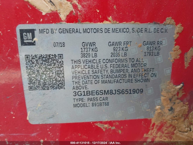 Chevrolet Cruze Lt Auto 2018 3G1BE6SM8JS651909 Image 9