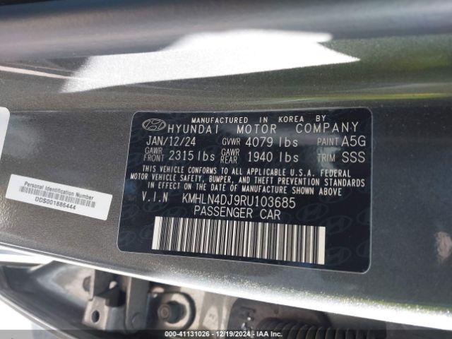 KMHLN4DJ9RU103685 Hyundai Elantra Hybrid Limited