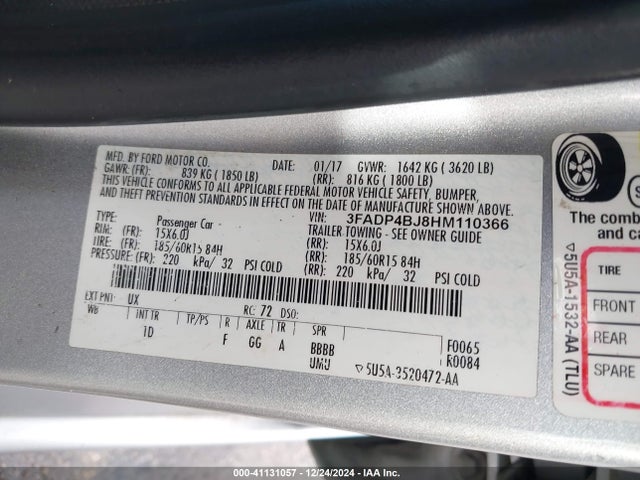 Ford FIESTA SE 2017 3FADP4BJ8HM110366 Image 9