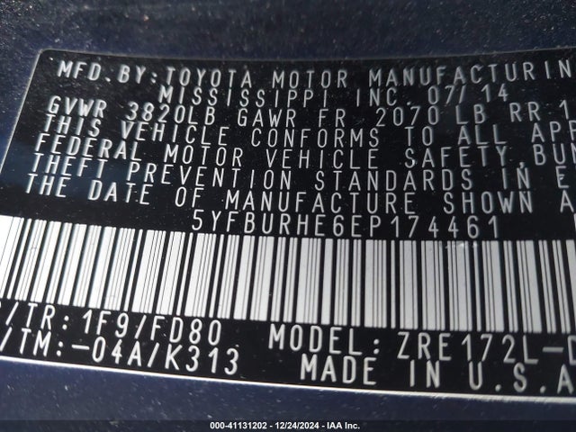 Toyota Corolla S Plus 2014 5YFBURHE6EP174461 Image 9