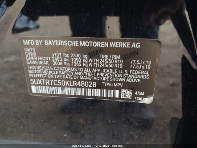 5UXTR7C50KLR48028 BMW X3 Sdrive30i