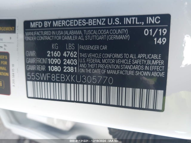55SWF8EBXKU305770 Mercedes-Benz C 300 4matic