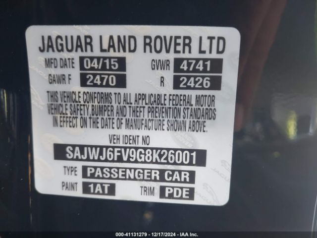 SAJWJ6FV9G8K26001 Jaguar F-TYPE S
