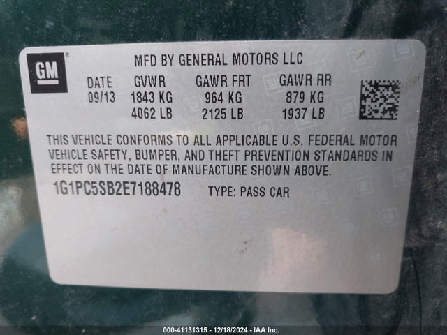 Chevrolet Cruze 1lt Auto 2014 1G1PC5SB2E7188478 Image 9