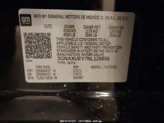 2022 CHEVROLET EQUINOX 3GNAXUEV7NL126806 Photo 8