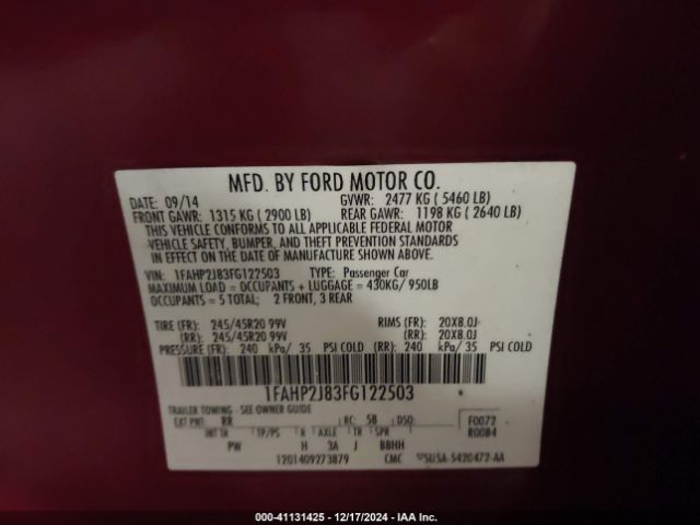 1FAHP2J83FG122503 Ford Taurus Limited