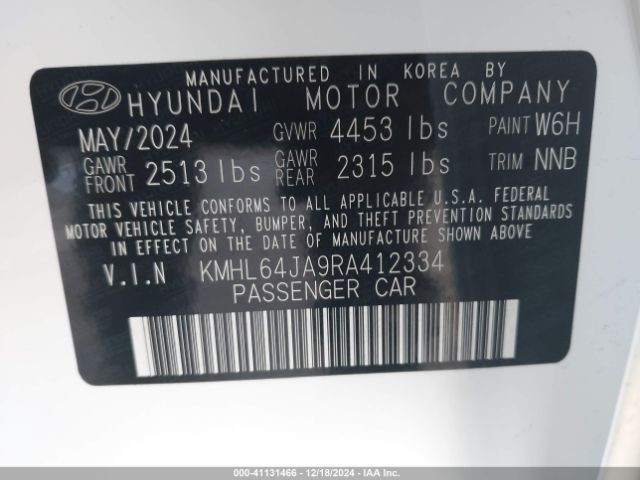 KMHL64JA9RA412334 Hyundai SONATA SEL