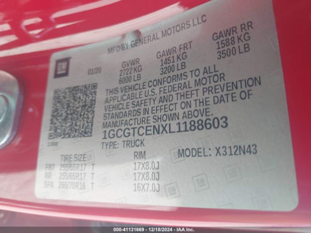 1GCGTCENXL1188603 Chevrolet Colorado 4wd  Short Box Lt