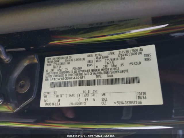 1FTEW1EG5HFA70151 Ford F-150 Xlt
