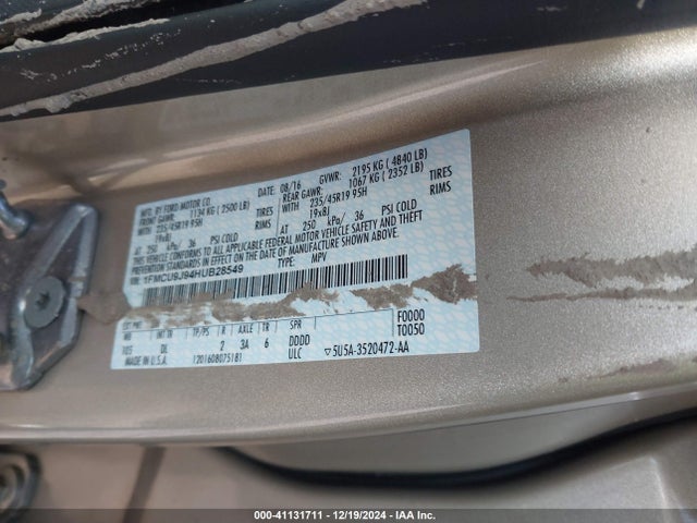 Ford Escape Titanium 2017 1FMCU9J94HUB28549 Image 9