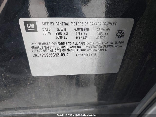 2016 CADILLAC XTS 2G61P5S36G9210917 Photo 8