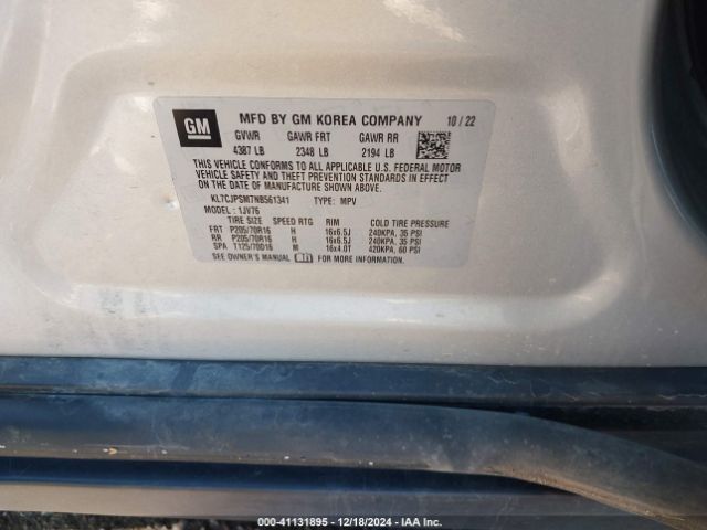 2022 CHEVROLET TRAX KL7CJPSM7NB561341 Photo 8