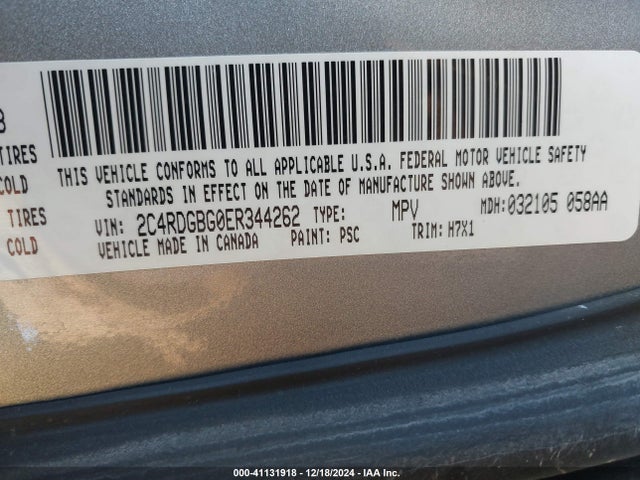 Dodge Grand Caravan Se 2014 2C4RDGBG0ER344262 Image 9