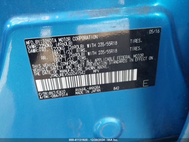JTMDJREV5GD041542 Toyota Rav4 Hybrid Limited