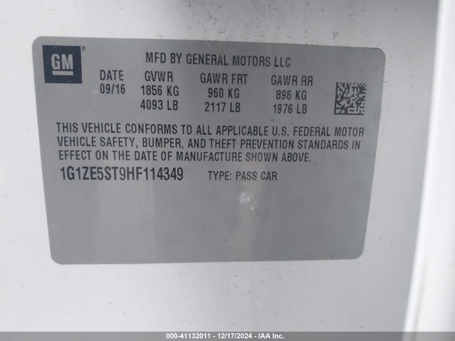 Chevrolet MALIBU 1LT 2017 1G1ZE5ST9HF114349 Image 9