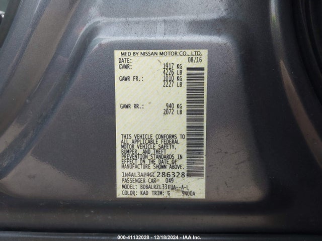 Nissan Altima 2.5 Sl 2016 1N4AL3AP4GC286328 Image 9