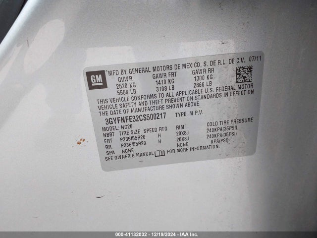 2012 CADILLAC SRX 3GYFNFE32CS500217 Photo 8