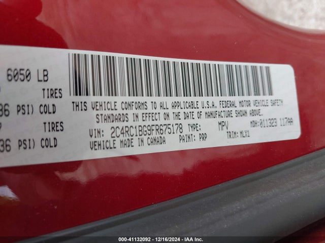 2C4RC1BG9FR675178 Chrysler Town & Country Touring