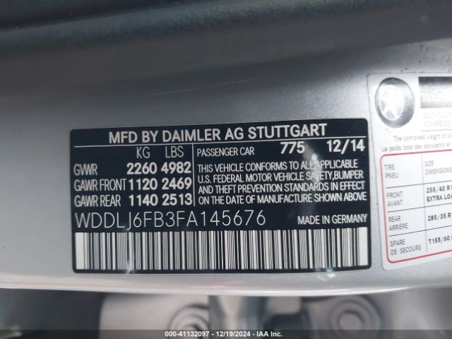WDDLJ6FB3FA145676 Mercedes-Benz Cls 400