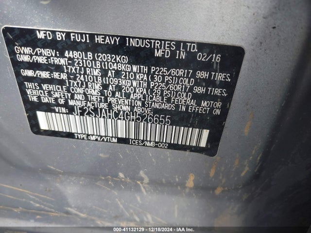 Subaru Forester 2.5i Limited 2016 JF2SJAHC4GH526655 Image 9