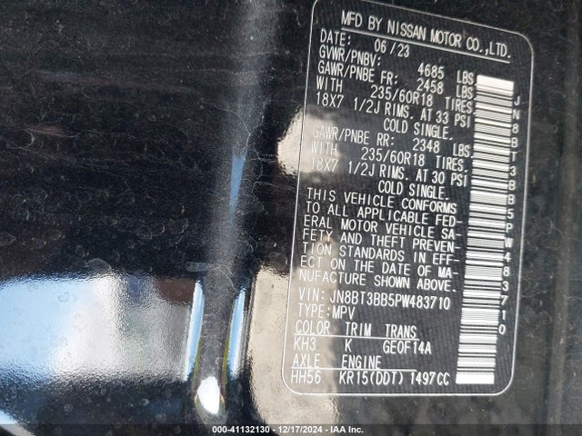 2023 Nissan Rogue Sv Intelligent Awd მანქანა იყიდება აუქციონზე, vin: JN8BT3BB5PW483710, აუქციონის ნომერი: 41132130