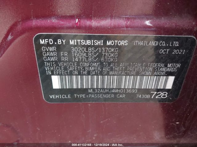 ML32AUHJ4MH013693 Mitsubishi Mirage Carbonite Edition/es/le